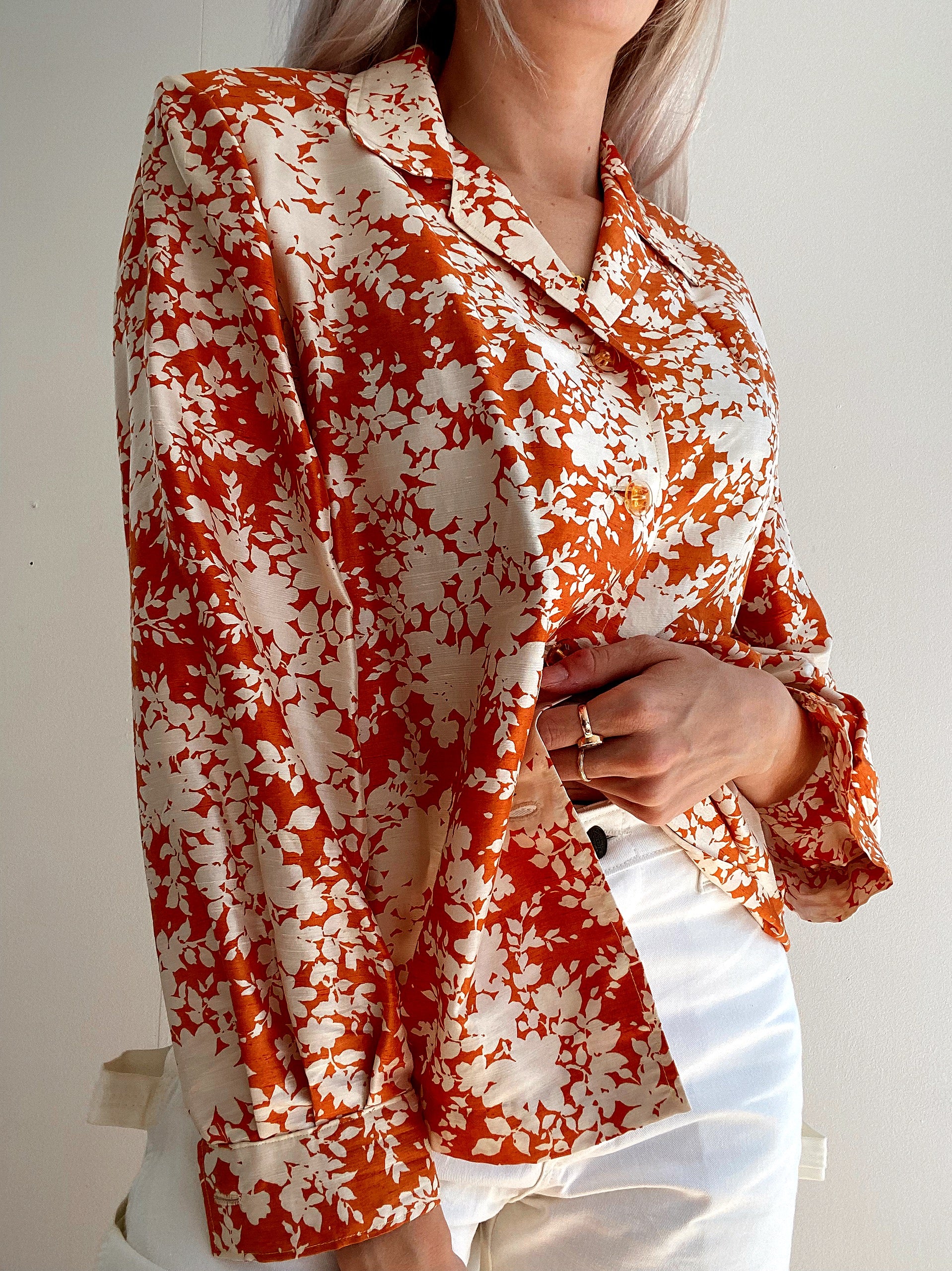 Chemise Vintage 80/90s orange en soie