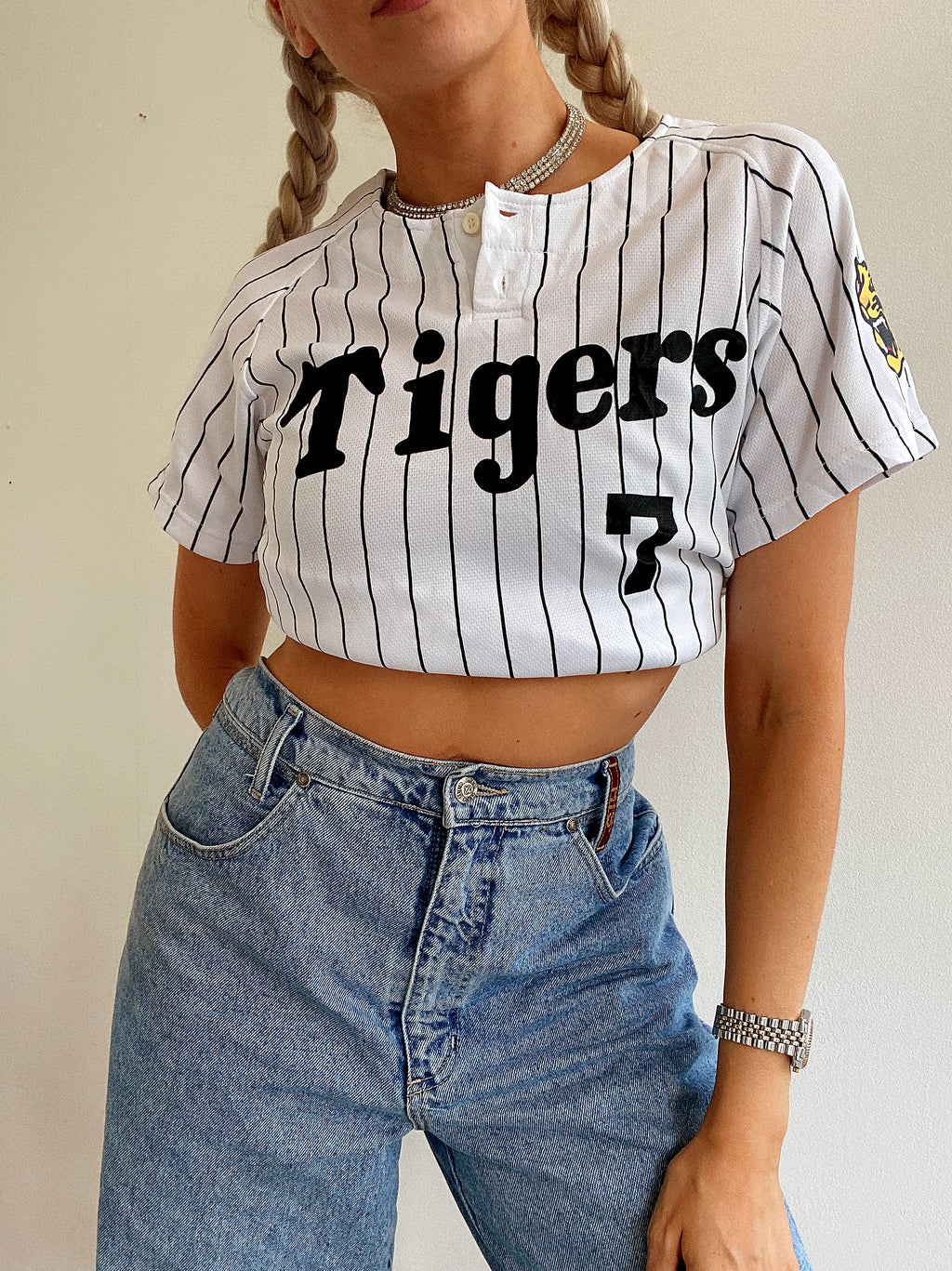 Sporttrikot - weißes und schwarzes T-Shirt Tigers XS