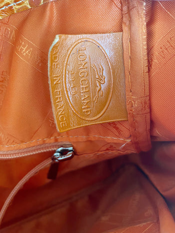 Sac à main en cuir orange Longchamp