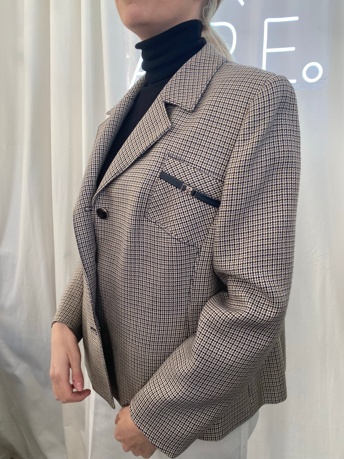 Veste Blazer vintage bleu/beige/blanc M/L