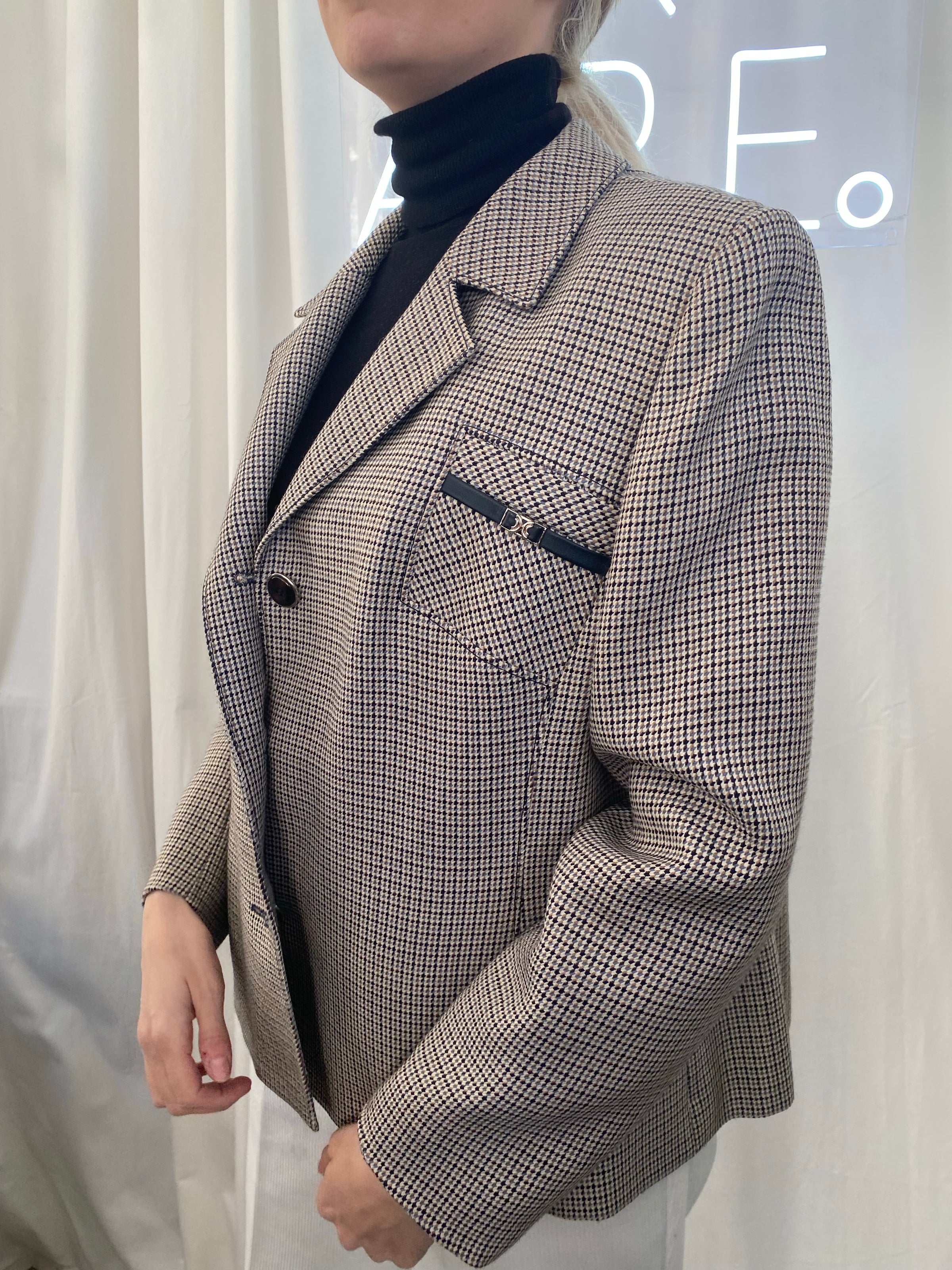 Veste Blazer vintage bleu/beige/blanc M/L
