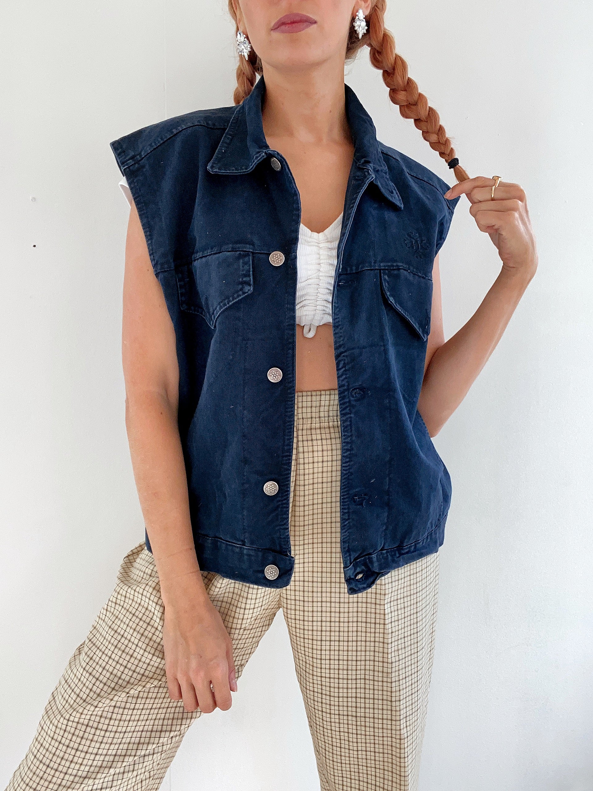 Gilet sans manche en jeans vintage bleue  L