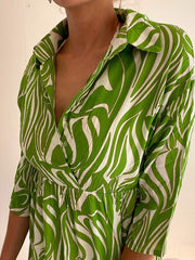 Robe vintage verte à motifs M
