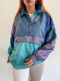 Vintage-Joggingjacke in Türkis und Lila XL