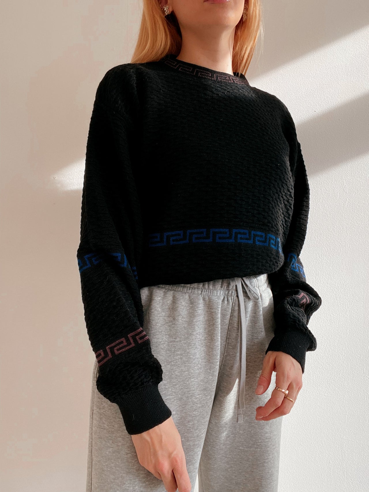 Pull vintage en laine noir