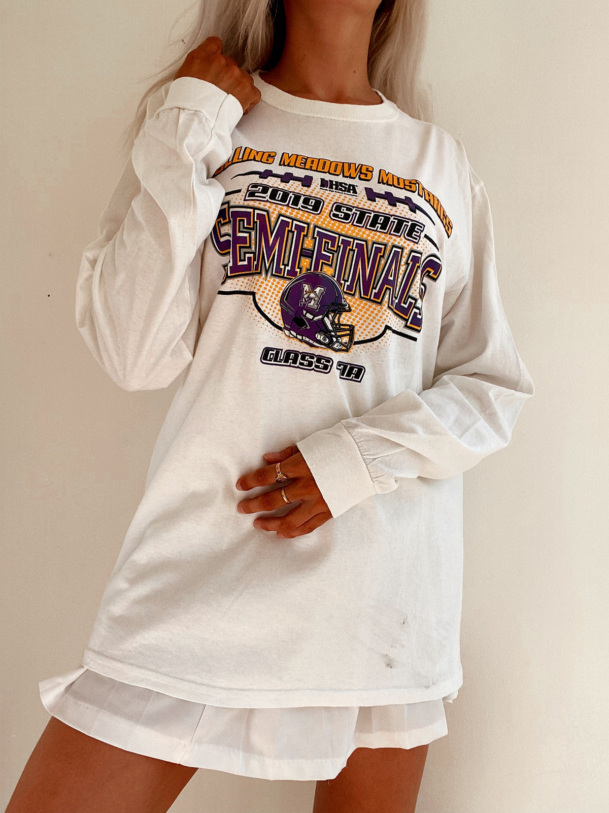 T-shirt à manches longues vintage USA blanc et violet XL